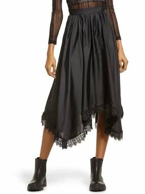 NEW AMYLYNN granada lace skirt in black